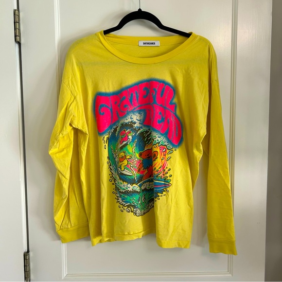 Grateful Dead Daydreamer Yellow Long Sleeve 100% Cotton Made in USA Shirt Sz XS - Picture 1 of 5